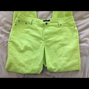 Lime green lightweight denim jeans